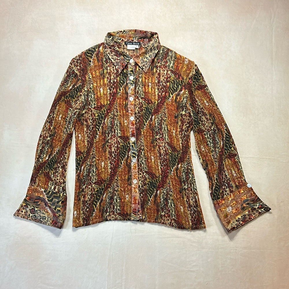 1990s Caren Brook animal print button up